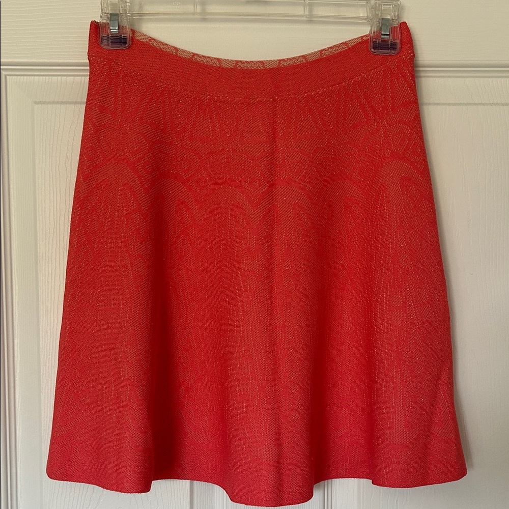 BCBGMAXAZRIA Queeny Coral Jacquard A-Line Skirt Womens Small Stretch Flare Mini - Picture 16 of 16